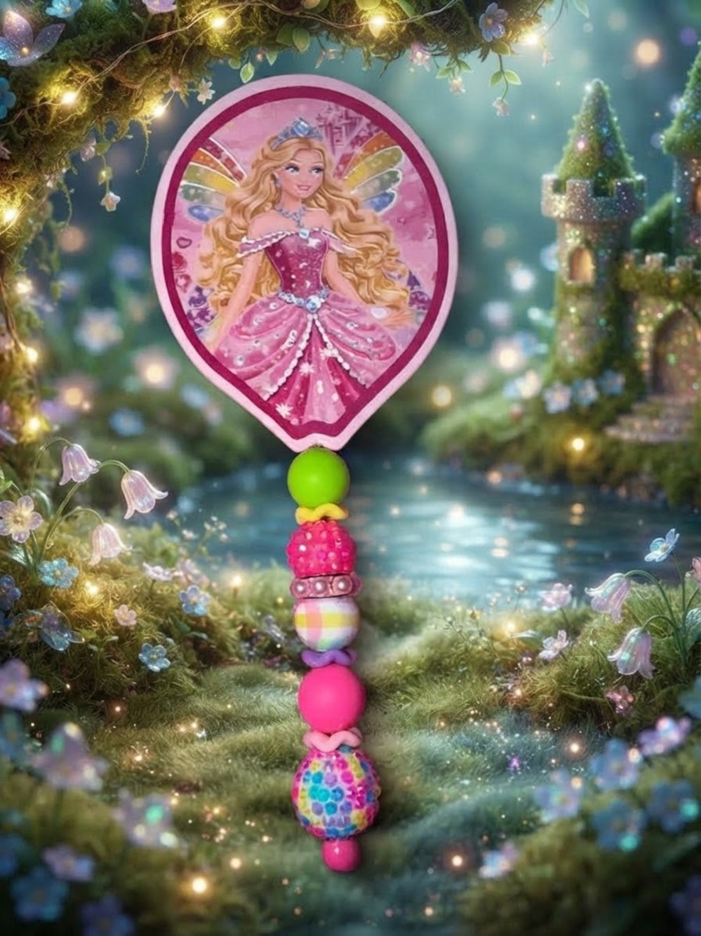 Pink Princess Beaded mirror- Kids Accessories